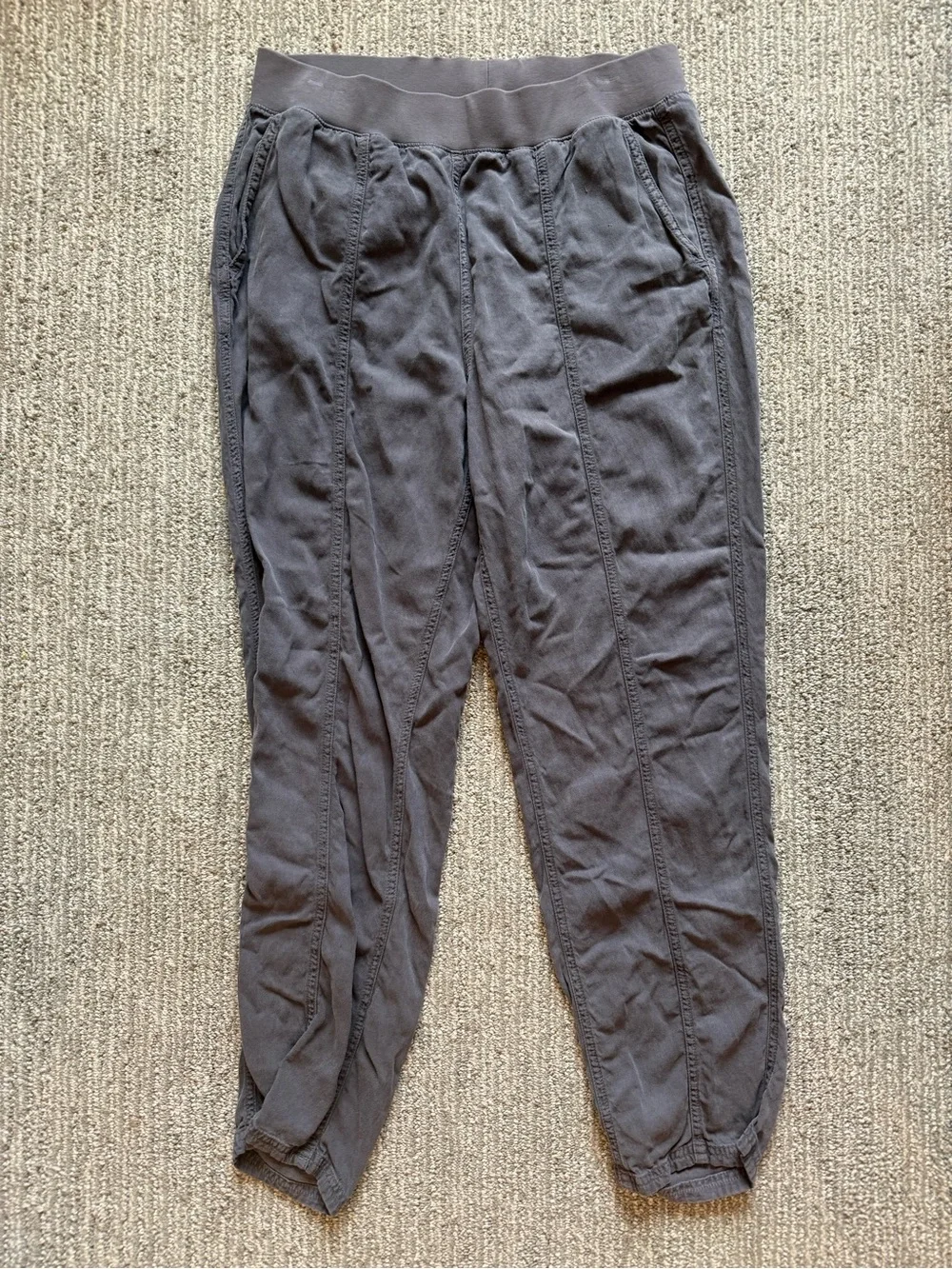 Faherty Linen Blend Gray Jogger Pants Women’s Medium Pull On Travel Casual